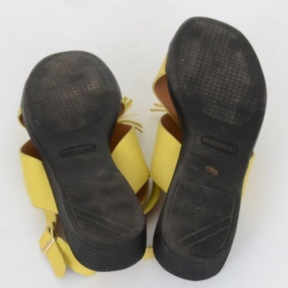 Comfortview Maria Women's Size 9.5 Tassle Wedge Lemon Yellow Open Toe Sandal - Picture 4 of 4